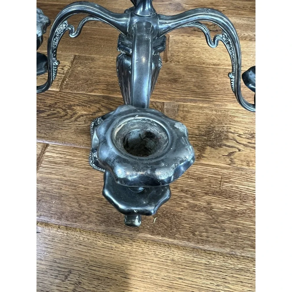 Antique E.G. Webster quadruple Silver Plate 5-Arm‎ Candelabra 11